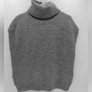 Oscar-St Heather Grey Turtleneck Sweater Vest Mixed Stitch Knit Sleeveless Small